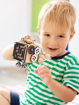 Užimtas Cube | 6-in-1 Interaktyvios Medinių Žaislų | Išmokti, Kaklaraištis, Batai, Medinės Rūšiavimo Žaislas Montessori Developm